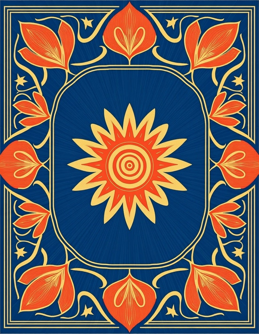 Sunstone Spiral Motif with Radiant Petal Details (Blue) - ODIKA