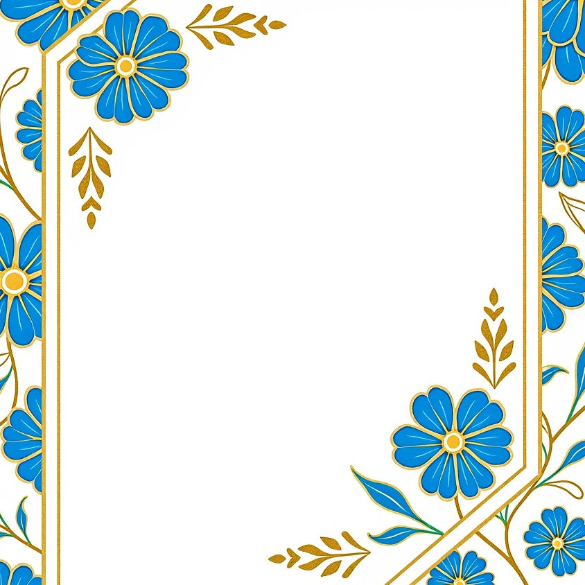 Elegant Floral Petal Cluster With Curvilinear Patterning (Blue) - ODIKA