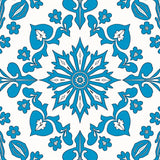 Vintage Medallion Blossom Motif Adorned Artistic (Blue)