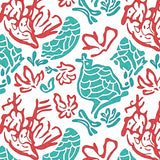 Enchanted Mermaid Scales Shimmer with Tropical Coral Reef Design(Red)