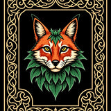Enchanted Forest Animal Portrait with Celtic Knotwork(Black)