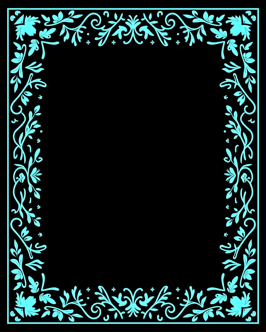 Botanical Border with Stylized Floral Vine Accents (Black) - ODIKA