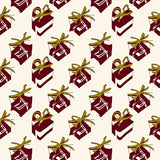 Vintage Holiday Gift Box Motif With Interlocking Accents(Ivory)