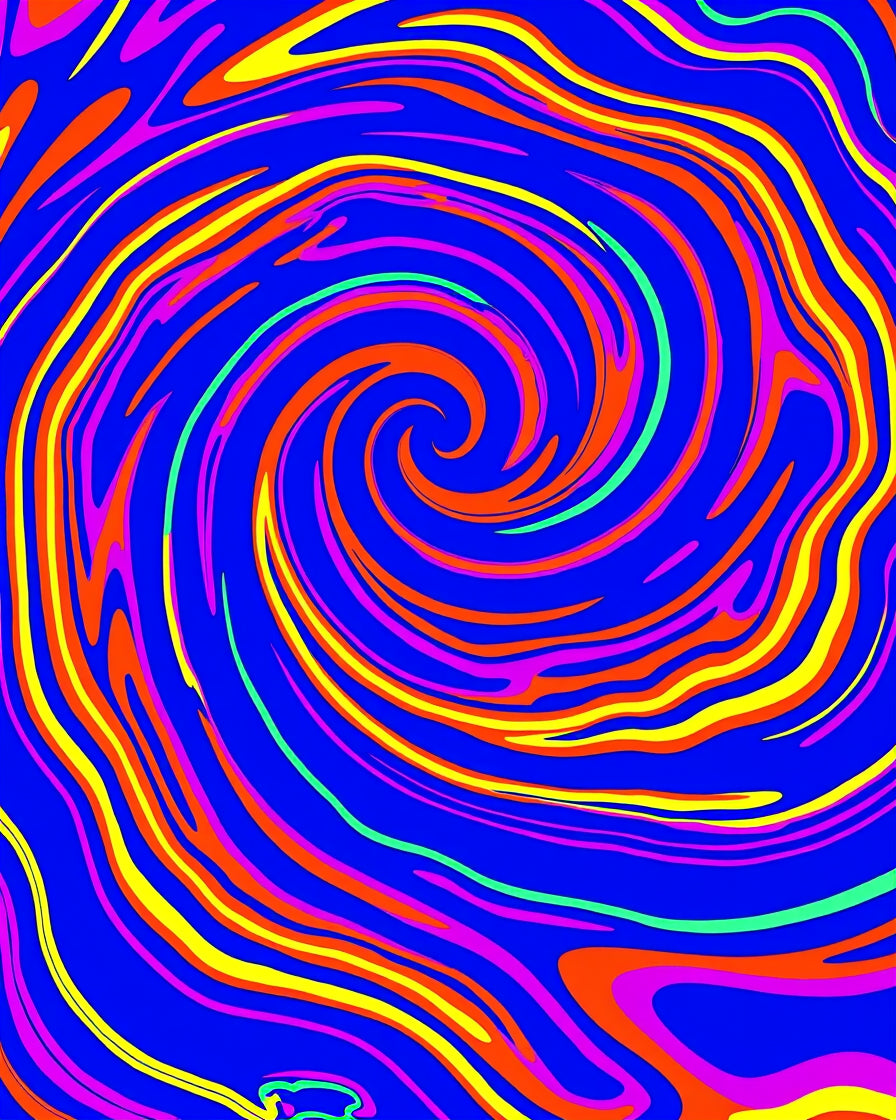 Swirled Tie Dye Spiral Shag with Vibrant Design (Blue) - ODIKA