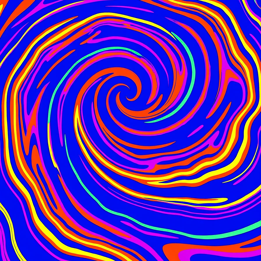 Swirled Tie Dye Spiral Shag with Vibrant Design (Blue) - ODIKA