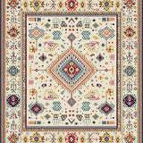 Boho Chic Cream with Geometric Accents(Beige)