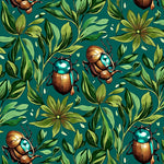 Tropical Beetle Oasis with Exotic Leaf Arrangements (Blue) - ODIKA