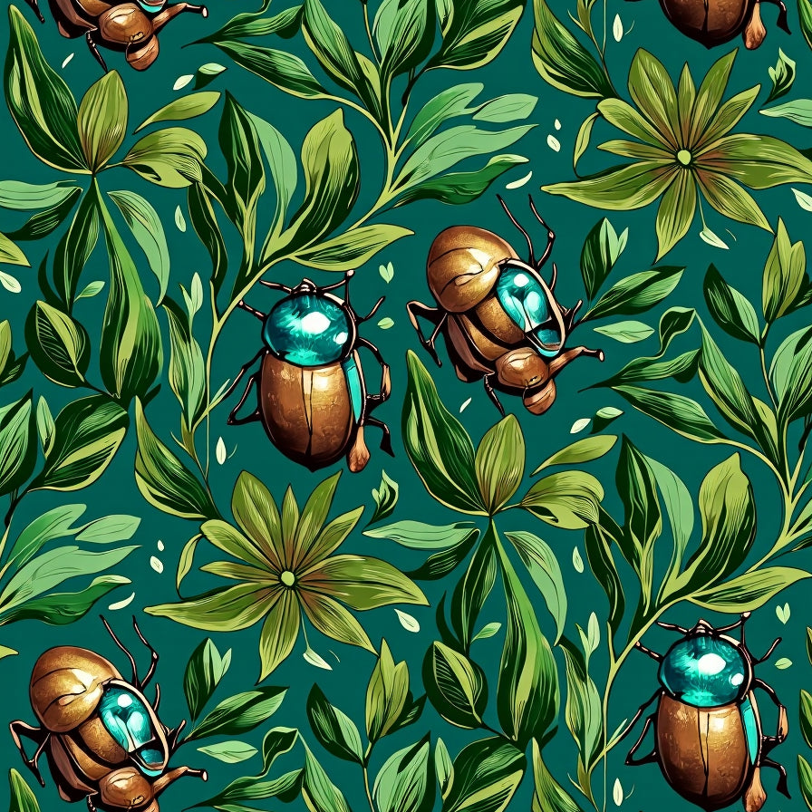 Tropical Beetle Oasis with Exotic Leaf Arrangements (Blue) - ODIKA