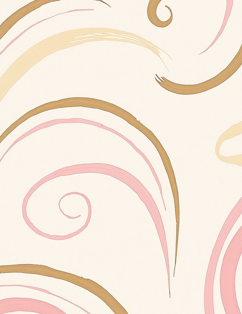 Minimalist Abstract Brush Stroke Art Featuring Curved Lines (Pink) - ODIKA