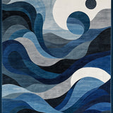 Ocean Current Abstract Rug Charcoal Navy Blue(Blue)