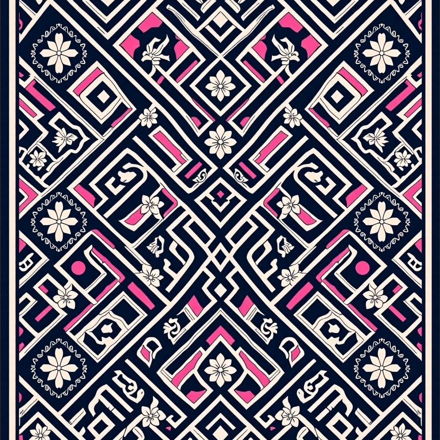 Modern Interlocking with Subtle Floral Details (Black) - ODIKA