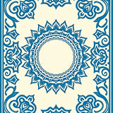 Cascade Ombre Medallion with Watercolor Flourish Motifs(Blue)