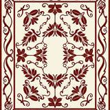 Vintage Oushak Motif Featuring Stylized Leaves and Ornate Botanical Swirls(Brown)