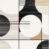 Neutral Toned Modern Area Featuring Geometric Circles and Linear Stripes(Gray)