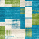 Minimalist Non Shedding with Distressed Blue Green and Beige Check(Blue)