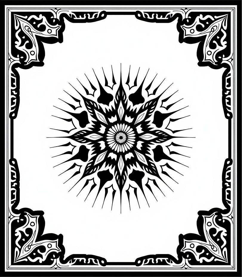 Tile Mosaic with Starburst Central (Black) - ODIKA