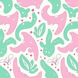 Enchanted Moonlit Garden with Interlocking Fauna and Petals(Pink)