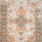 Elegant Beige and Multi Accent Area Featuring Classic Distressed Motifs(Orange)