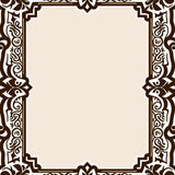 Abstract Floral Damask with Frame and Subtle Motif Layers(Brown)
