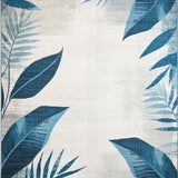 Modern Tropical Leaves Accent in Blue Grey Beige Hues(Blue)