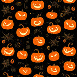 Spooky Pumpkin Patch Halloween Area Rug with Gothic Black and Orange Motifs(Orange)
