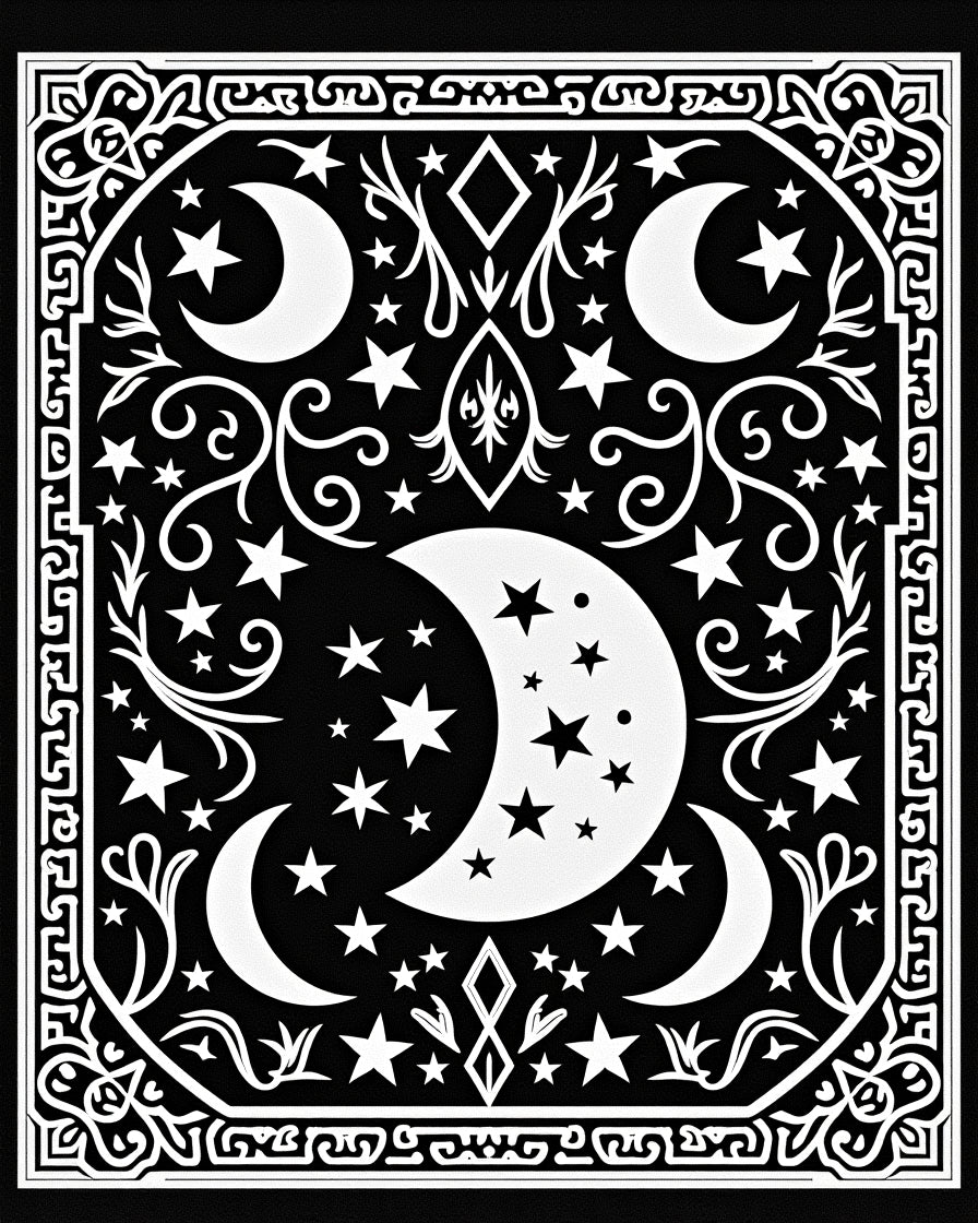 Enchanted Moon Phase Celestial Witchcraft Themed Entry(Black) - ODIKA