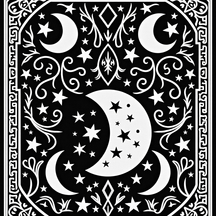 Enchanted Moon Phase Celestial Witchcraft Themed Entry(Black) - ODIKA