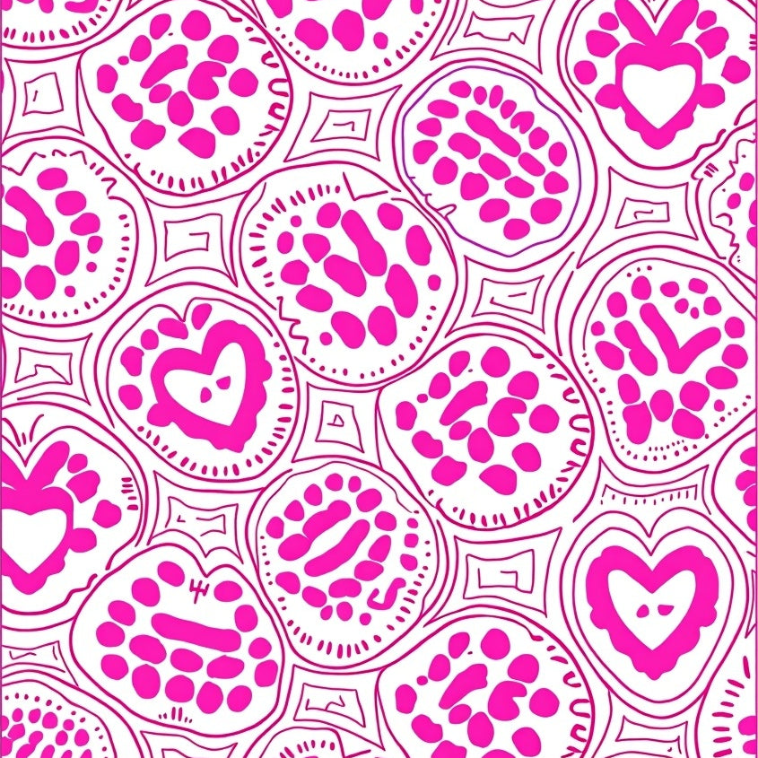 Abstract Animal Inspired Design with Interlocking Hearts and Stars (Pink) - ODIKA