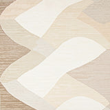 Elegant Circular Area With Subtle Chevron Waves And Neutral Beige Hues(Beige)