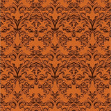 Vintage Damask Scrollwork with Botanical Motifs (Brown) - ODIKA