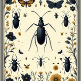 Elegant Insect Artistry Area with Sophisticated Floral Medallions(Ivory)