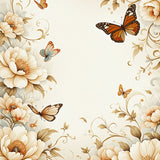 Artistic Beige Blossom Graceful Butterfly Flower Area(Beige)