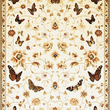 Beige Insect Moth Butterfly Floral Area(Ivory)