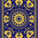 Sunburst Filigree Motif Featuring Whimsical Arabesque and Interlocking Shapes(Blue)