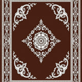 Florence Paisley Medallion with Scrollwork Motifs Interlocking Design(Brown)