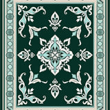 Elegant Floral Arabesque Weathered Decorative Eclectic Motif(Green)