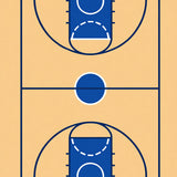 Basketball Court Beige Floor Blue Key Dark Blue Lines(Beige)