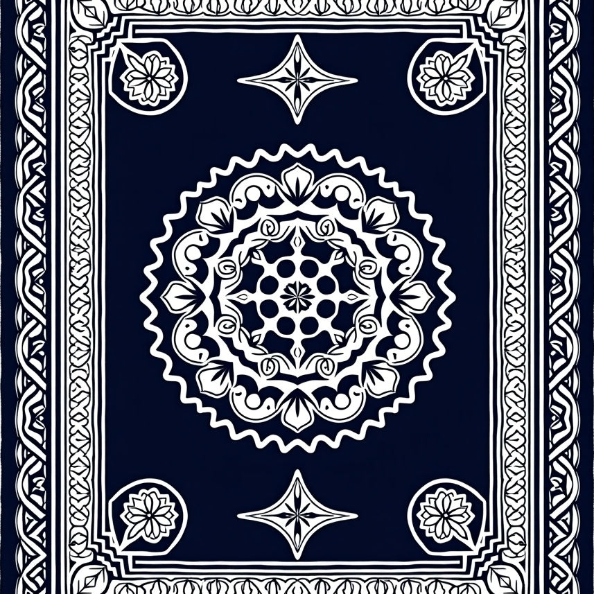 Elegant Interlocking Medallion Floral Lattice Contemporary Symmetrical (Black) - ODIKA