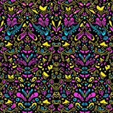 Cheerful Cat Parade with Multicolor Illuminated Dots and Shapes(Black)