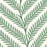 Botanical Lacework Featuring Interlocking Ferns and Petal Outlines (Green) - ODIKA