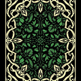 Meadow Fern Interlocking Leaf Motif with Subtle Gold Filigree Details (Black)