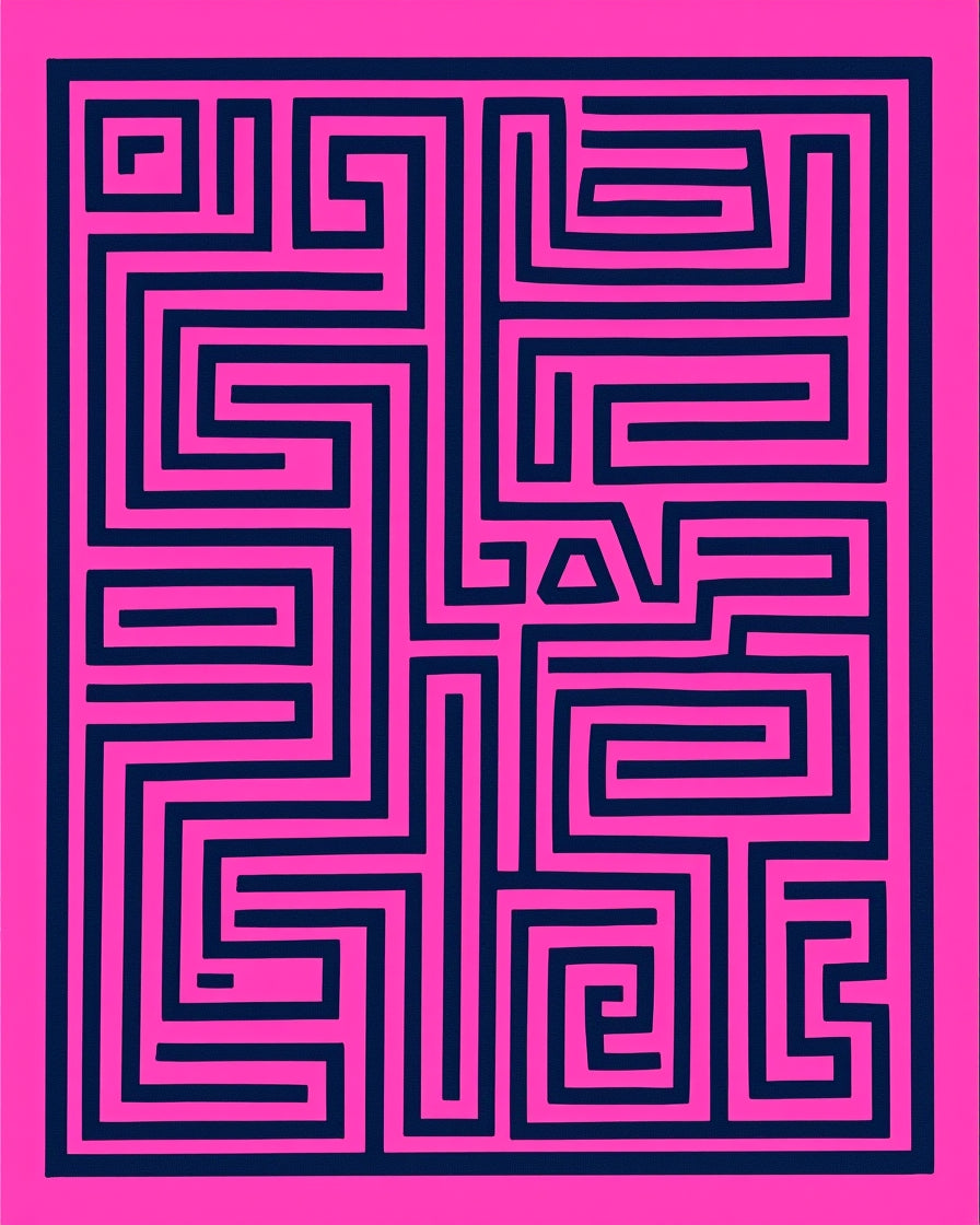 Charcoal Labyrinth Maze with Interlocking Pathways(Pink) - ODIKA