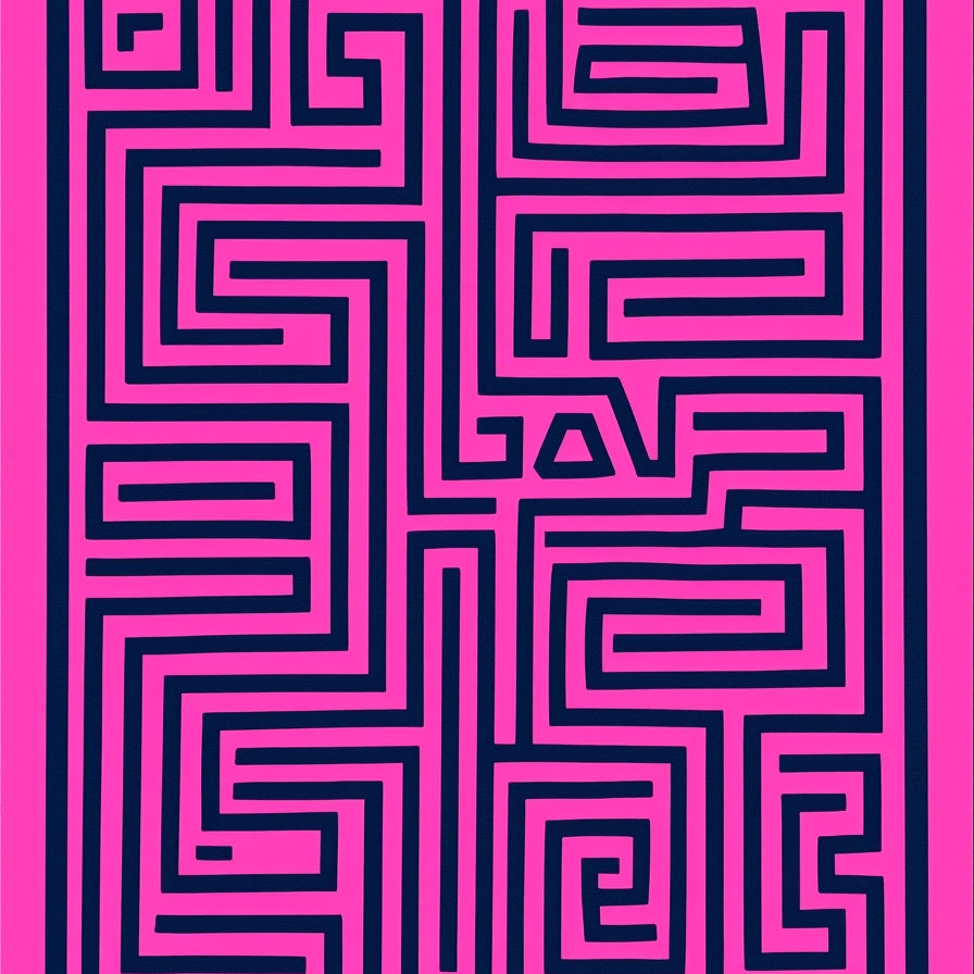 Charcoal Labyrinth Maze with Interlocking Pathways(Pink) - ODIKA