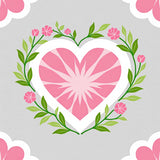 Rosy Petal Motif with Delicate Vine Embellishments(Pink)