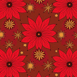 Vintage Poinsettia Bloom Pathway with Golden Stars(Red)