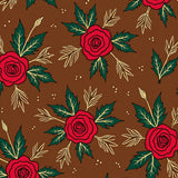Festive Yuletide with Stylized Winter Florals(Brown)