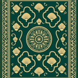 Symmetrical Art Fan Tiles with Interlocking Scrollwork Accents(Green)