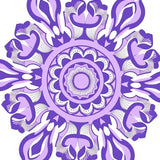 Hexagonal Floral Blossom Medallion Decorative Accent (Purple)
