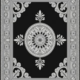 Vintage Medallion Distressed Transitional Design(Black)