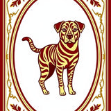 Quirky Pet Portrait Christmas with Glowing Border Accent Details(Maroon)